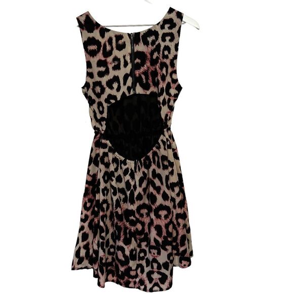 AQUA Dress Womens Small Leopard Animal Print Sleeveless Fit & Flare Cutout Back - Picture 4 of 8